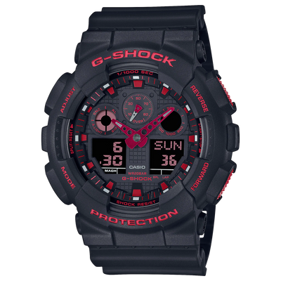 G-Shock Ignite Red Line Analog Black Resin Band Watch GA100BNR-1A