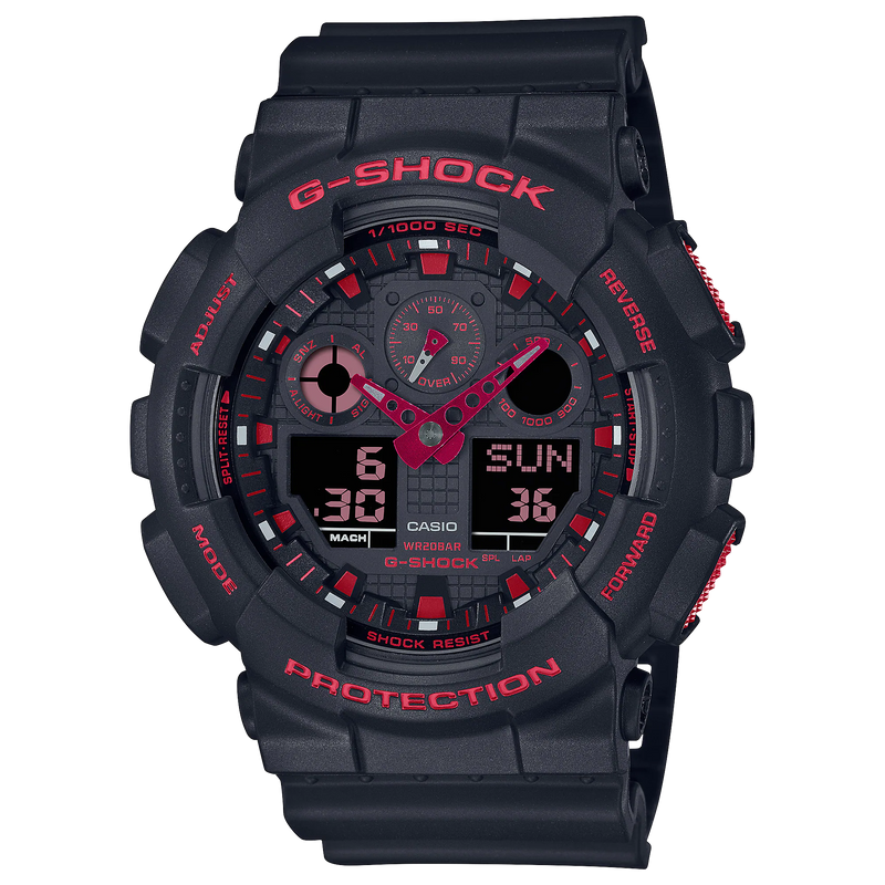 G-Shock Ignite Red Line Analog Black Resin Band Watch GA100BNR-1A