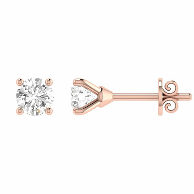 Diamond Stud Earrings With 0.75ct Diamonds In 18K Rose Gold