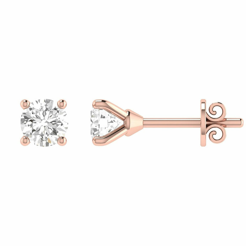 Diamond Stud Earrings With 0.75ct Diamonds In 18K Rose Gold