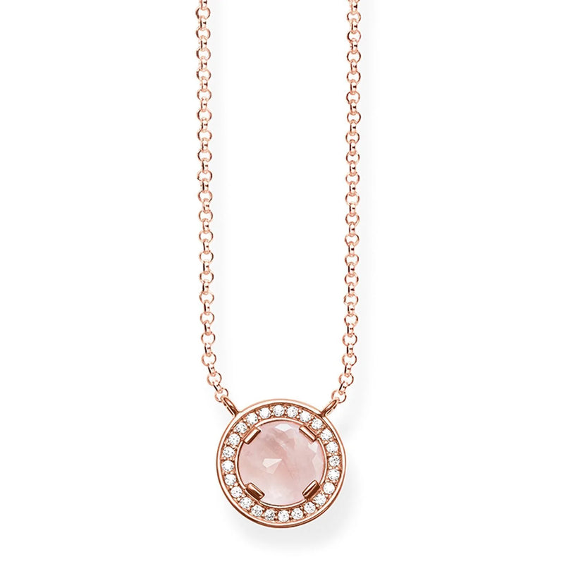 Thomas Sabo Luna Rose Qtz Rose Gold Plated Cubic Zirconia Necklace