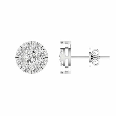 Cluster Diamond Stud Earrings With 1.00ct Diamonds In 9K White Gold