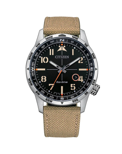 Citizen Eco Drive Nylon Strap Black Dial Watch BM7550-10E