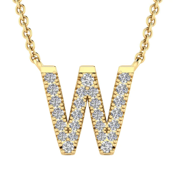 Initial Necklace With 0.06ct Diamonds In 9K Yellow Gold