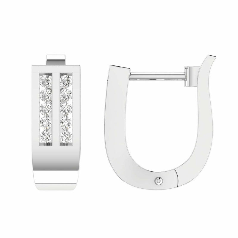 Diamond Huggie Earrings With 0.33ct Diamonds In 9K White Gold