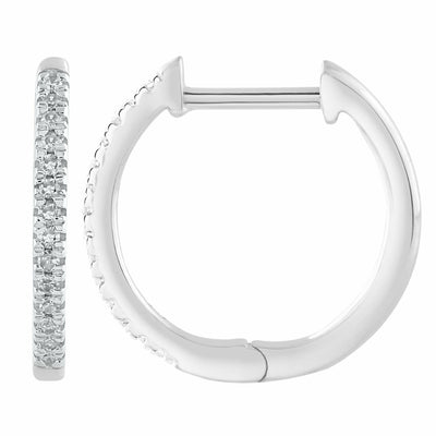 Huggie Earrings With 0.08ct Diamonds In 9K White Gold