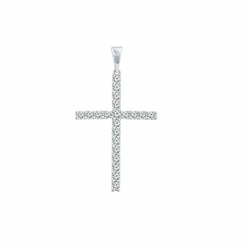 Diamond Cross Pendant With 0.50ct Diamonds In 9K White Gold