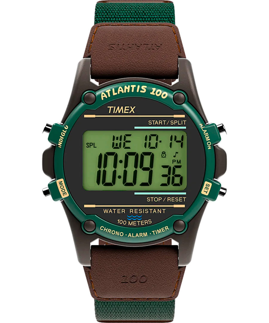 Timex Atlantis 40mm Fabric and Leather Strap Watch TW2V44300