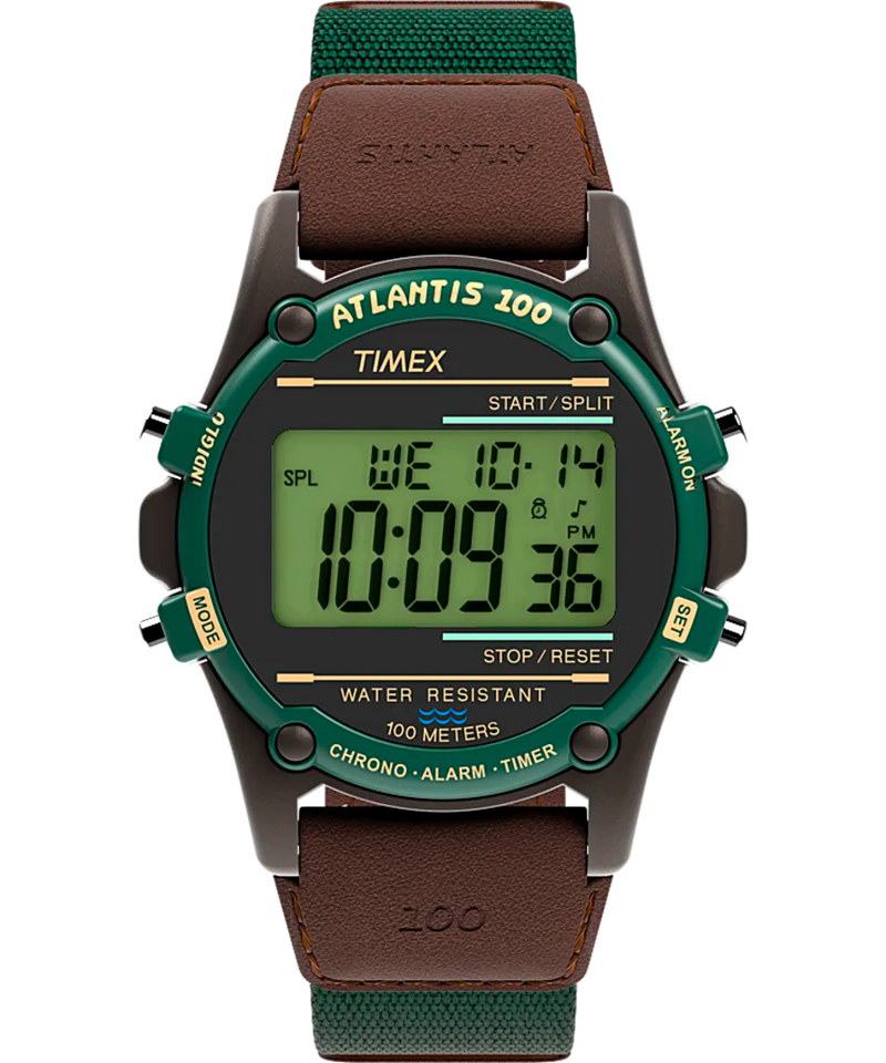 Timex Atlantis 40mm Fabric and Leather Strap Watch TW2V44300