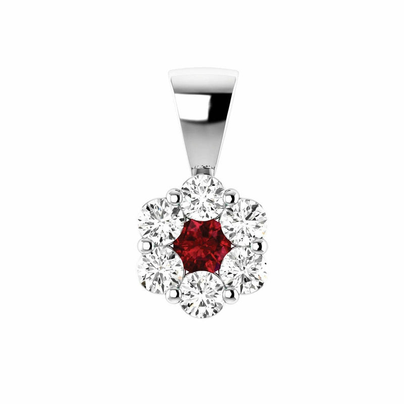 Ruby Diamond Pendant With 0.53ct Diamonds In 9K White Gold