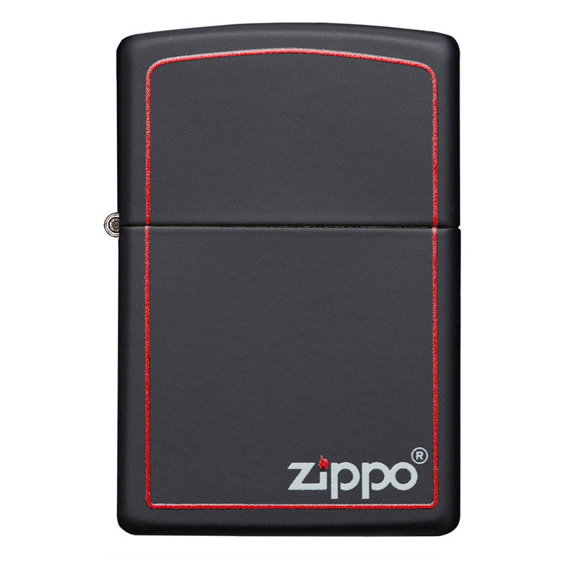 Zippo 218ZB 黑色哑光 带 Zippo 印花和边框 打火机