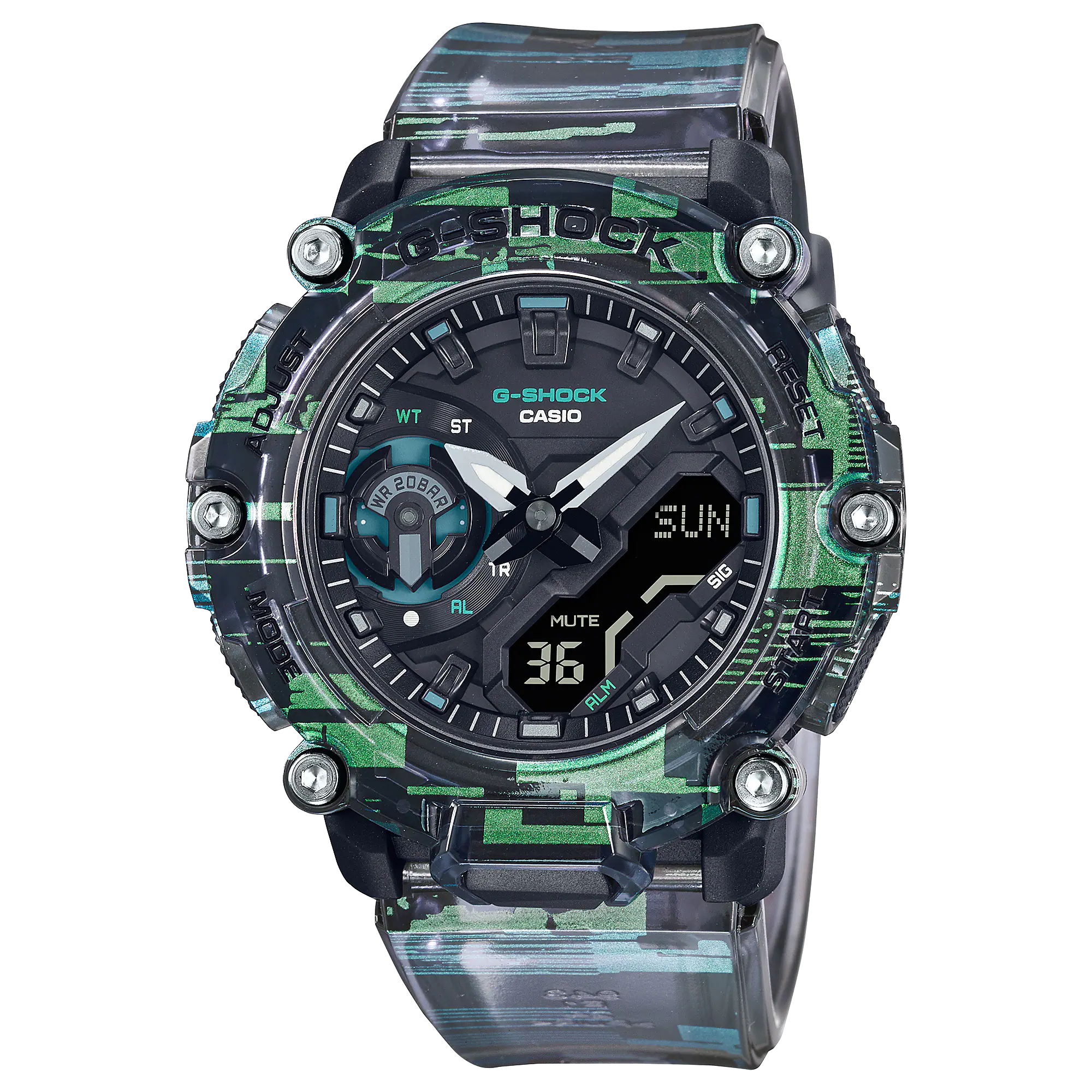 G-Shock Iridescent Digital Transparent Resin Band Watch GA2200NN-1A