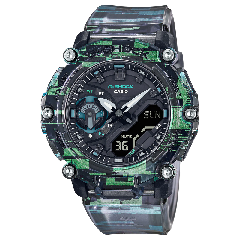 G-Shock 彩虹色数字透明树脂表带手表 GA2200NN-1A