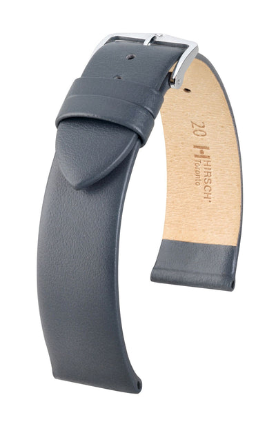 Hirsch Toronto Medium Silver Buckle Grey Leather Band