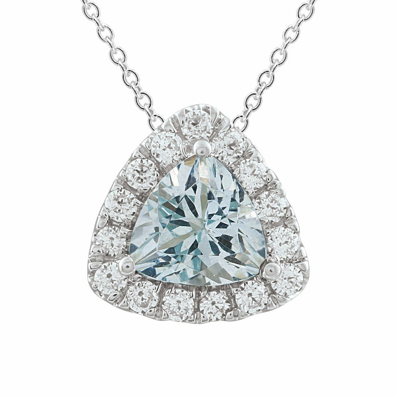 Aquamarine Necklace With 0.20ct Diamonds In 9K White Gold