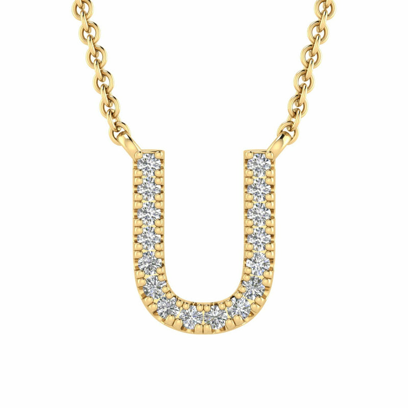 Initial Necklace With 0.06ct Diamonds In 9K Yellow Gold