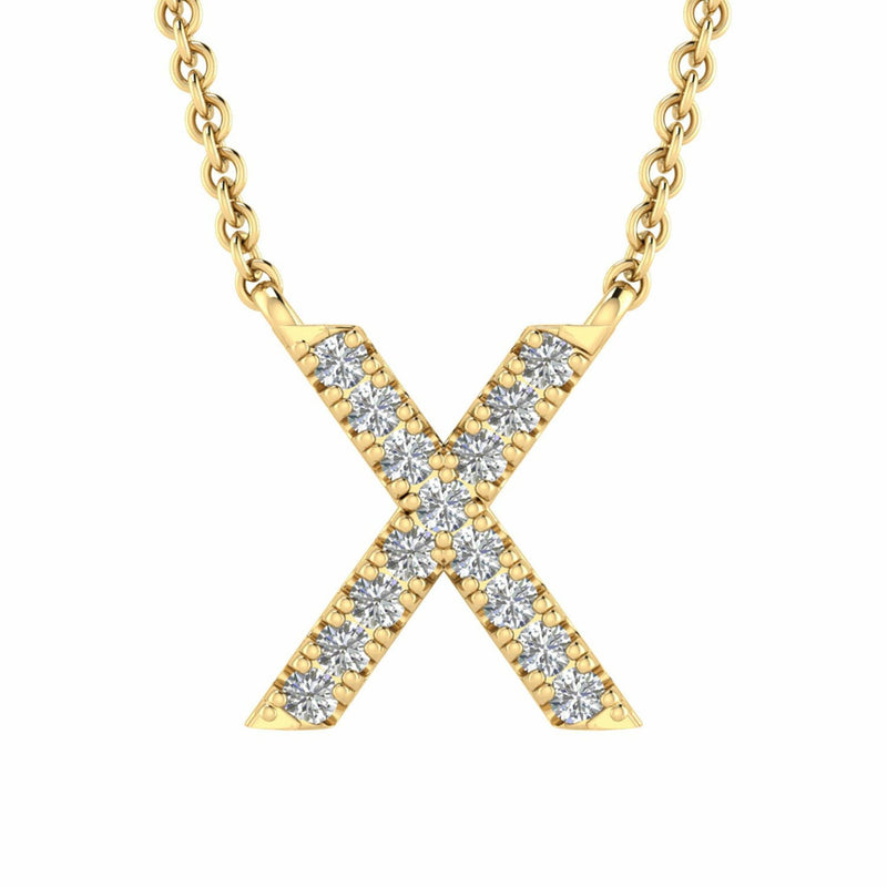 Initial Necklace With 0.06ct Diamonds In 9K Yellow Gold