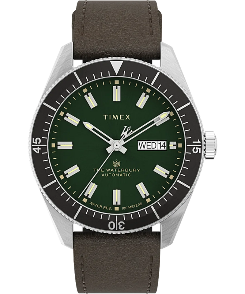 Timex Waterbury Dive Automatic 40mm Leather Strap Watch TW2V24700