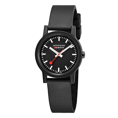 Mondaine Essence Black Dial Rubber Strap Watch MS1.32120.RB