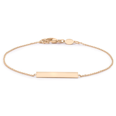 9K Rose Gold Solid Horizontal Bar Bracelet 18+1cm