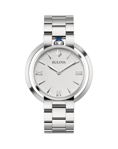 Bulova Rubaiyat Women's Silver-Tone Stainless Steel Watch with White Dial and Sapphire Crystal 96L306