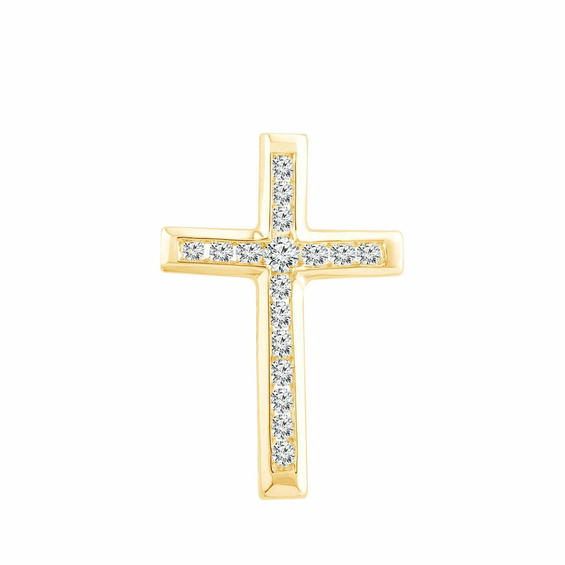 Diamond Cross Pendant With 0.10ct Diamonds In 9K Yellow Gold