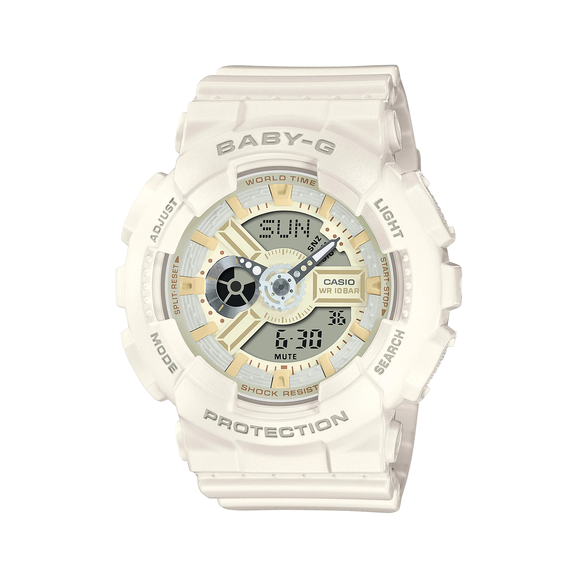 Baby-G Digital Analog White Resin Band Watch BA110XSW-7A