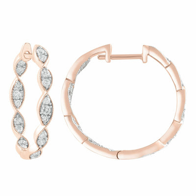 Inside Out Hoops With 0.50ct Diamonds In 9K White and Rose Gold