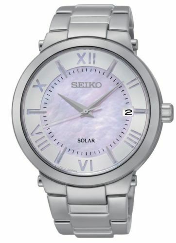 Seiko Recraft Solar Mop Dial Stainless Steel Womens Watch