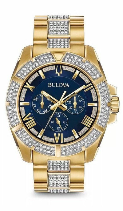 Bulova Crystal Blue Dial Multifuncrtion Mens Watch