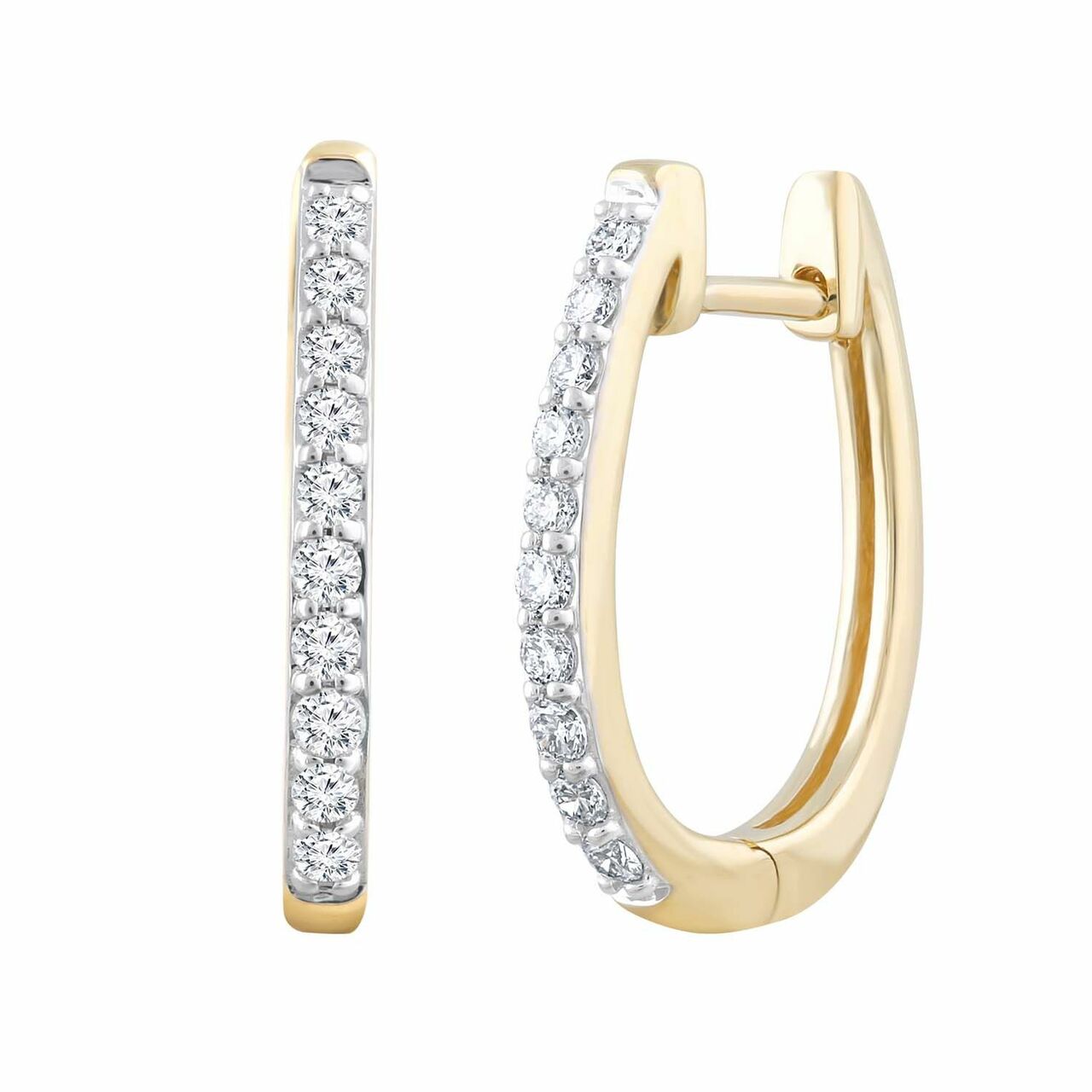 Huggie Earrings With 0.25Ct Diamonds In 9K Yellow Gold