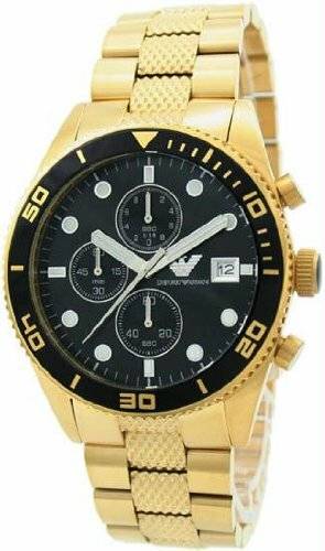 Emporio Armani Gold Tone Stainless Steel With Black Dial Ar5857 - Mens Watch