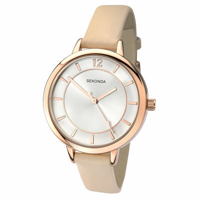 Sekonda Rose Gold Case Cream Strap Womens Watch