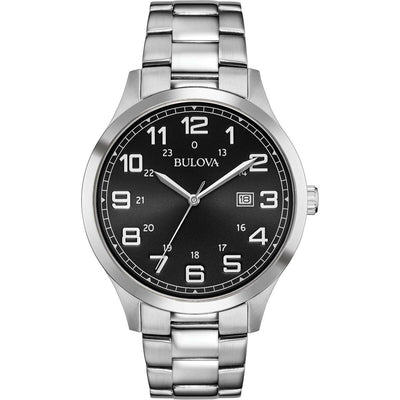 Bulova Dress Black Dial Stainless Steel Mens Watch