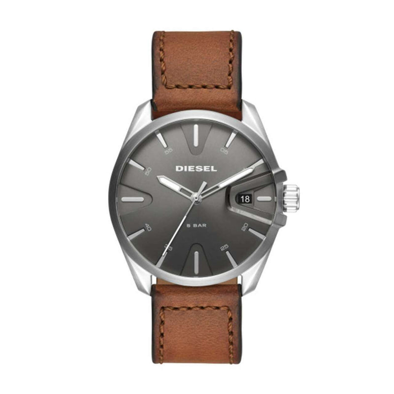 Diesel Ms9 Three-Hand Brown Leather Mens Watch