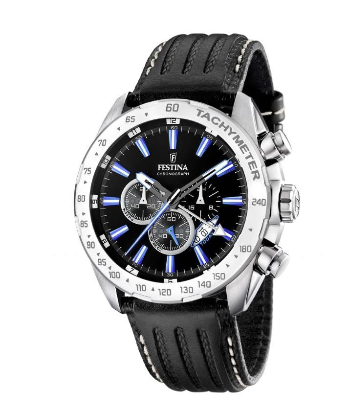 Sleek Festina Chrono Sport Quartz Men's Watch with Silver Stainless Steel Case and Black Rubber Strap