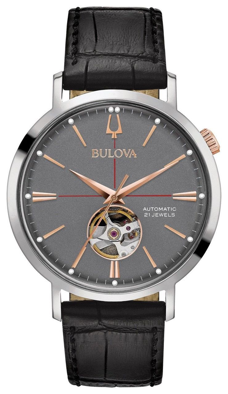 Bulova 经典自动灰色表盘男士手表