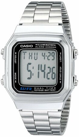 Casio Digital Stainless Steel Alarm Chrono Dual Time A178Wa-1Adf A178Wa-1A Mens Watch