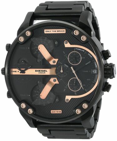 Diesel The Daddies Chronograph Four Time Zone Dial Black Ion-Plated Mens Watch