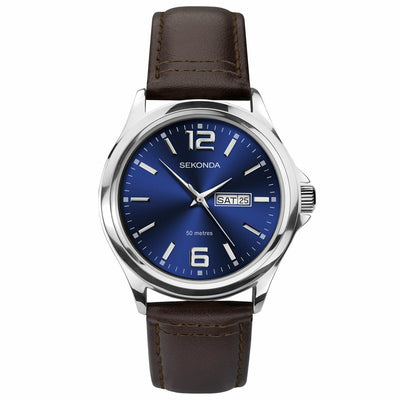 Sekonda Silver Case Blue Dial SK1654 Mens Watch