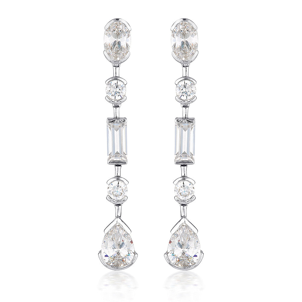 Georgini Mosaic Long Drop Earrings Silver