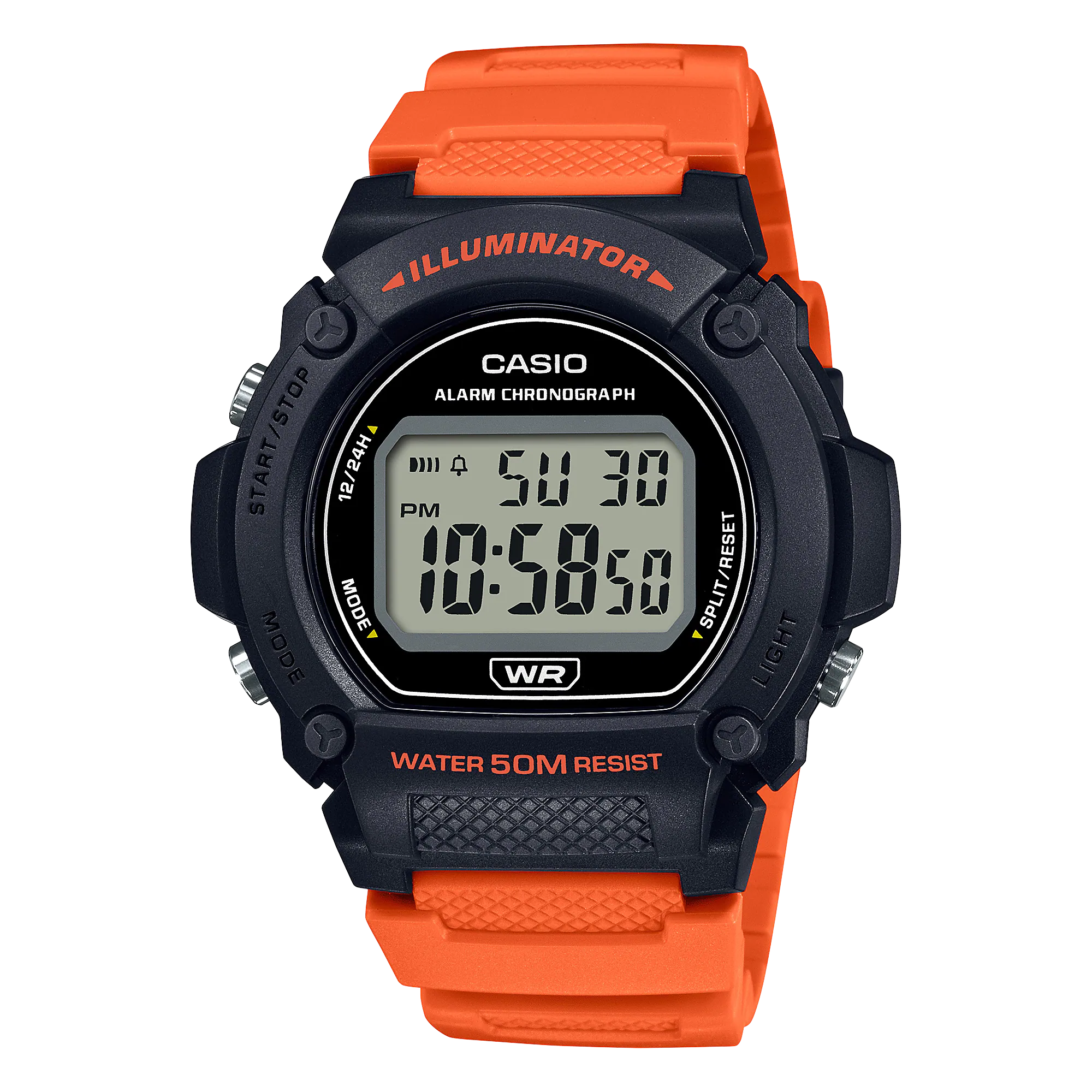 Casio Digital Orange Resin Band Watch W219H-4A