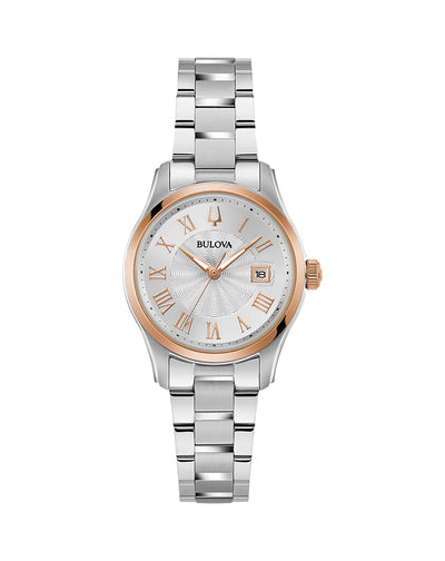 Bulova 经典不锈钢女士手表 98M136