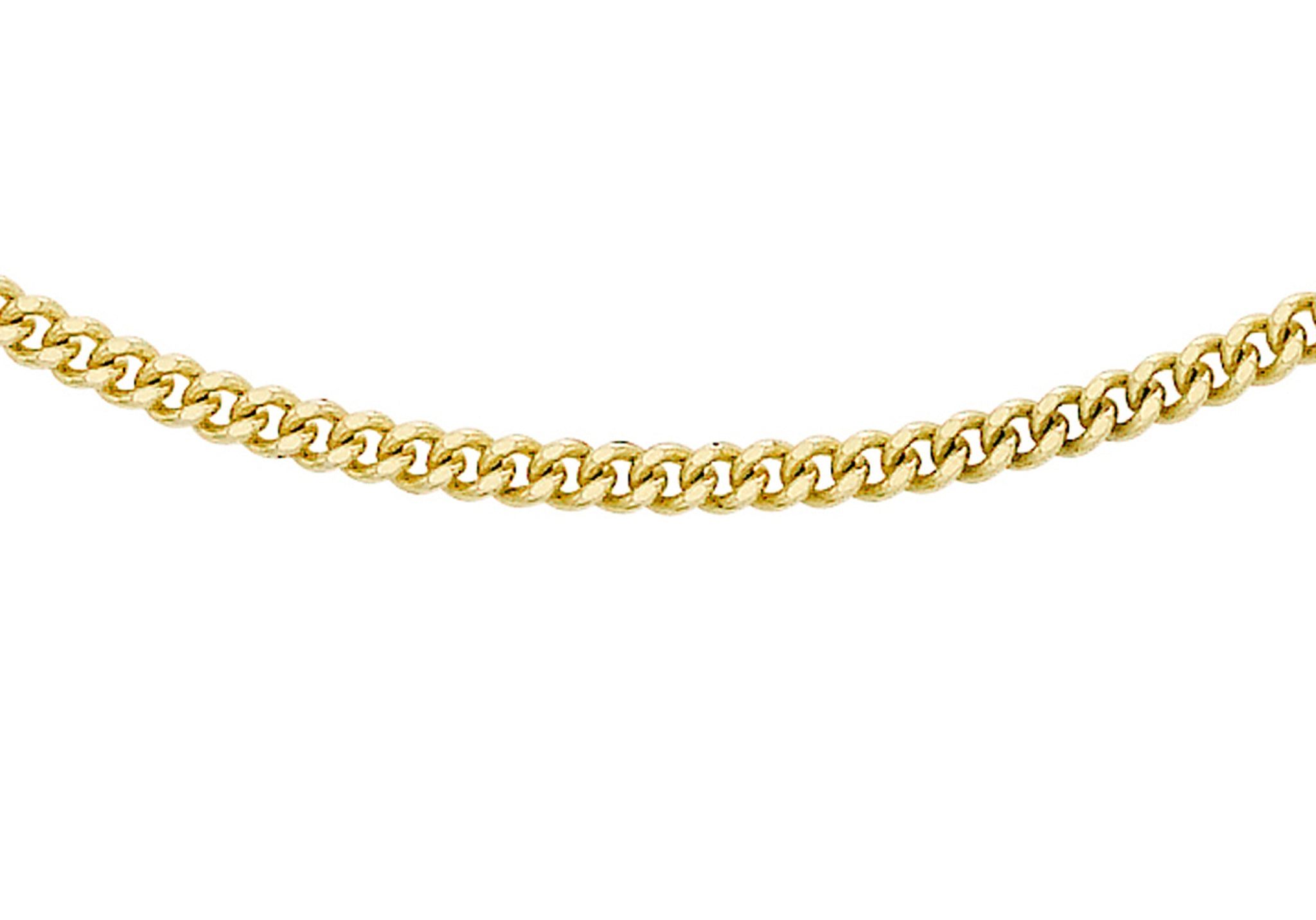9K Yellow Gold Solid Diamond Cut Curb Chain 40cm
