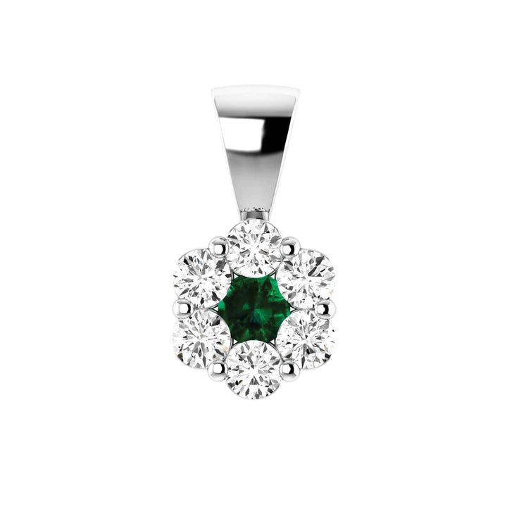 Emerald Diamond Pendant with 0.76ct Diamonds in 9K White Gold