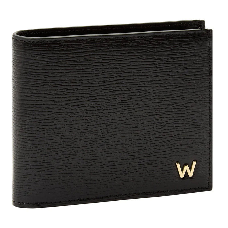 Wolf Black Leather Billfold Wallet with Logo 774002