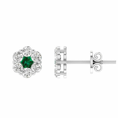 Emerald Diamond Stud Earrings With 0.24ct Diamonds In 9K White Gold