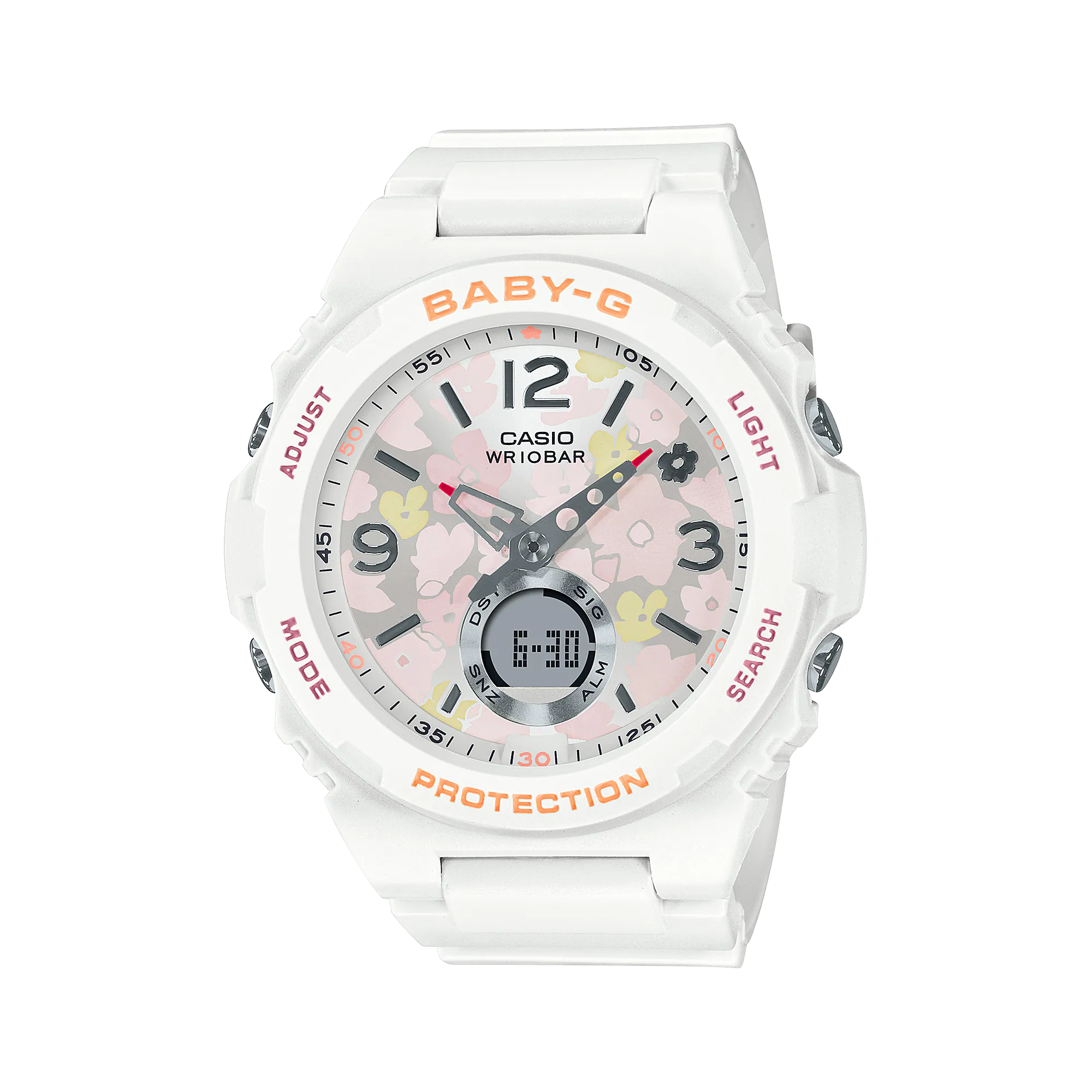 Baby-G Floral Dial White Resin Band Watch BGA260FL-7A