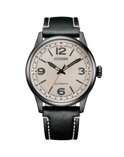Citizen Automatic Leather Strap Ivory Dial Watch NJ0167-11A