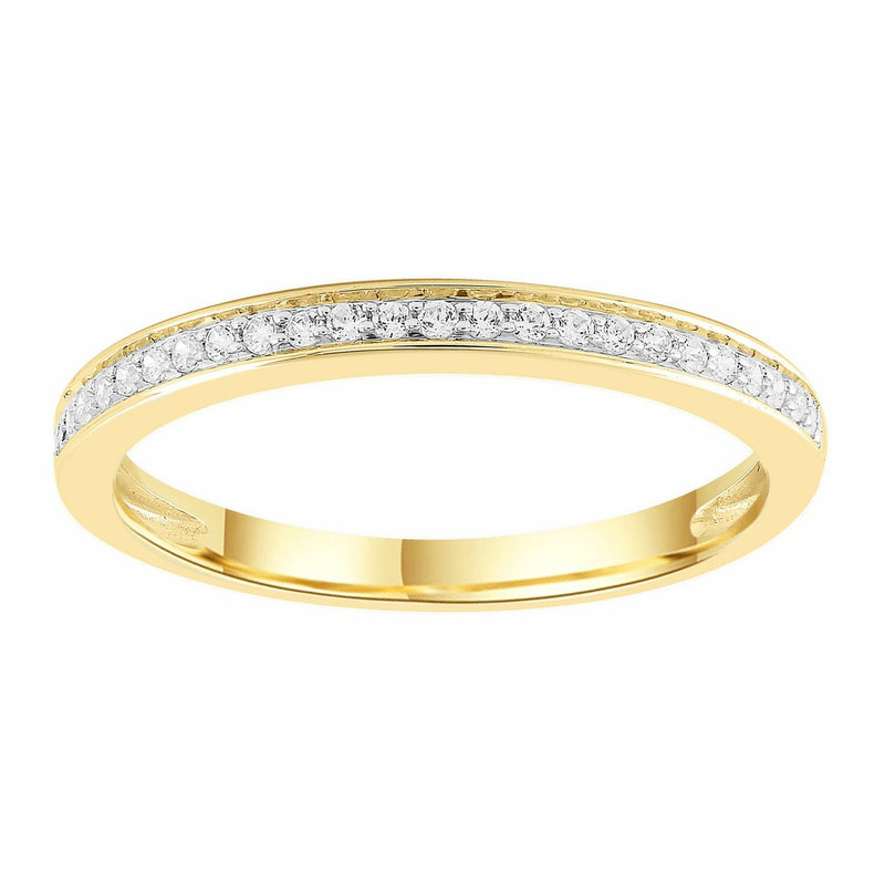 Band Ring With 0.15ct Diamonds In 9K White and Yellow Gold